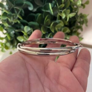 RL RALPH LAUREN 925 STERLING SILVER ETERNITY HINGED BANGLE BRACELET SAFETY CATCH